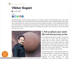 Vibhor Sogani: Celebrated Artist & Sculptor | Jindal Stainless